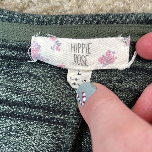 Stripes - Forest Green and Black Striped Long Sleeve Shirt - Picture 4 of 7